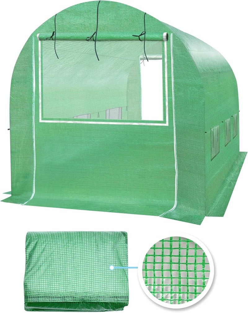 YardGrow Greenhouse Replacement Cover Larger Walk in Outdoor Plant Gardening Greenhouse, 2-Doors with 2 Mesh Windows, Frame Does NOT Included (10'x7'x7') - Image 1